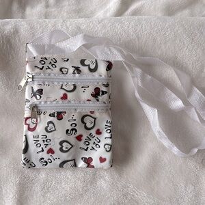 White red buttlerflies  crossbody bag